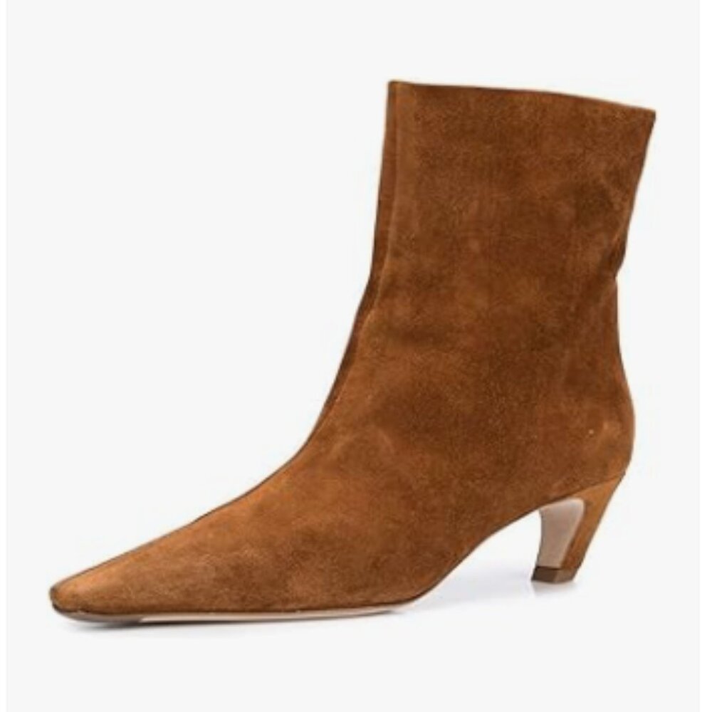 FSJ Brown Suede Pointed Toe Ankle Boots